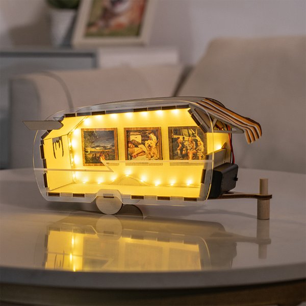 Marco de fotos personalizado de madera para coche de camping con tira de luz LED y 3 fotos Regalo conmemorativo de decoración del hogar para campistas