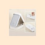 Personalisierte 1-5 Geburt Blumen Kreuz Leder Schmuckkästchen mit LED Dreifarben Make-up Spiegel Reise Wesentliche Geburtstag Ostern Geschenk für Frauen Christian