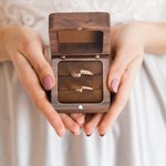 Personalized Engraved Floral Initials Walnut Ring Box with Text Valentine's Day Engagement Wedding Gift for Couple
