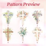 Personalisierte 1-5 Geburt Blumen Kreuz Leder Schmuckkästchen mit LED Dreifarben Make-up Spiegel Reise Wesentliche Geburtstag Ostern Geschenk für Frauen Christian