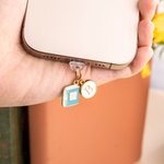 Personalized Birth Flower Ball Book Initial USB-C Lighting Port Dust Plug Charm Accessory for iPhone Laptop Tablet Birthday Gift for Friend Family