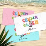 Toalla de playa personalizada con nombre Cousin Crew Cartoon Kid Character Oversized Quick Dry Beach Towel con nombre Cumpleaños Accesorios de playa Regalo para niños Niñas