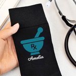 Personalisierte medizinische Symbol RN LPN 100% Baumwolle atmungsaktiv Crew Socken mit Text Geburtstag Graduierung Geschenk für Krankenschwester Arzt medizinisches Personal