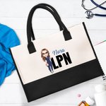 Personalized Cartoon Character Large Waterproof Tote Bag with Name and Title Birthday Appreciation Gift for Nurse Doctor Medical Staff