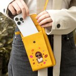 Personalisierte PU-Leder Handy-Umhängetasche mit Kussmund Cartoon-Mode-Mädchen und Namen Crossbody Bag Geldbörse Geburtstag Urlaub Geschenk für Damen