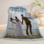 Personalized Times Poster Design Photo Soft Throw Blanket with Texts and Names Home Decor Wedding Valentine's Day Gift for Couples