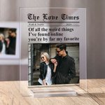 Placa acrílica personalizada The Love Times con nombres de la pareja y año Decoración de escritorio Regalo de aniversario de San Valentín para pareja