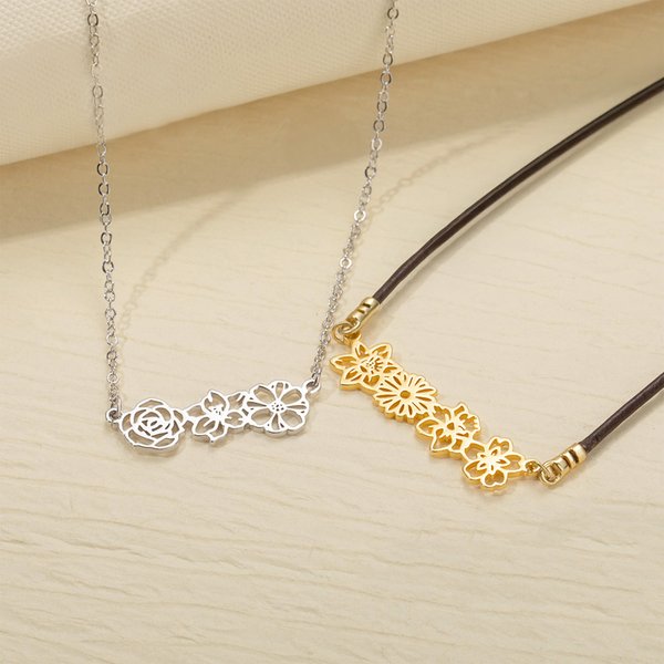 Personalized Dainty 1-8 Birth Flowers Necklace Family Jewellery Mother's Day Birthday Anniversary Gift for Women