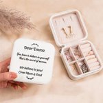 Personalized Inspiration for Her PU Leather Jewellery Box with Recipient Name Travel Essentials Birthday Valentine’s Day Gift for Women