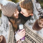 Personalized Times Poster Design Photo Soft Throw Blanket with Texts and Names Home Decor Wedding Valentine's Day Gift for Couples