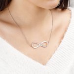 Personalized Dainty Infinity Pendant Necklace with Names and Date Sterling Silver Jewellery Birthday Anniversary Valentine's Day Gift for Couple