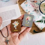 Personalised Watercolor Cross 1-5 Birth Flowers Magnetic Leather Bookmark Clip with Name Baptism Birthday Gift for Bible Reader Book Lover Christian