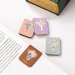 Personalised Watercolor Cross 1-5 Birth Flowers Magnetic Leather Bookmark Clip with Name Baptism Birthday Gift for Bible Reader Book Lover Christian