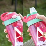 Personalised Adorable Forest Animal 475ml Kid Water Bottle with Name and Silicone Straw Birthday Back to School Gift for Boys Girls