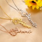 Personalisierte zierliche Sonne Blume Name Anhänger Halskette Blumenschmuck Geburtstag Jahrestag Geschenk für Frauen