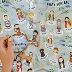 Personalized Holy Saints of Heaven Cartoon Soft Throw Blanket with Name Religion Home Decor Easter Baptism Prayer Gift for Kids Catholics