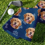 Personalized Multi-colour Waffle Quick Dry Tri-Fold Pet Photo Golf Towel with Carabiner Portable Golf Accessory Sport Gift for Golfer Pet Lover