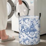 Personalized Retro French Countryside Style Initial Monogram Laundry Storage Basket with Handle Birthday Bridesmaid Gift for Women