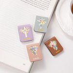Personalised Watercolor Cross 1-5 Birth Flowers Magnetic Leather Bookmark Clip with Name Baptism Birthday Gift for Bible Reader Book Lover Christian