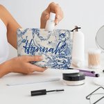 Personalized Retro Luxurious French Countryside Corduroy Makeup Bag with Initial Monogram Birthday Bridesmaid Gift for Women