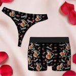 Personalizado Multicolor Corazón Punto Cara Foto Pareja Tanga Boxer con Nombre Funny Brief Set Día de San Valentín Cumpleaños Regalo para Hombres Mujeres
