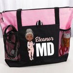 Personalized Nurse Cartoon Character Large Oxford Tote Bag with Name and Job Title Travel Essentials Birthday Nurse Week Gift for Medical Staff