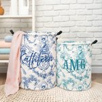 Personalized Retro French Countryside Style Initial Monogram Laundry Storage Basket with Handle Birthday Bridesmaid Gift for Women