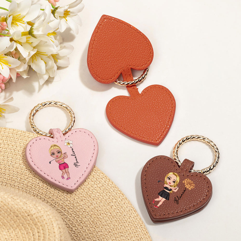 Personnalisé Cartoon Joueur de golf Fleur de naissance Clip de chapeau magnétique en cuir avec nom Accessoires de voyage Cadeau d'anniversaire pour femmes filles