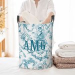 Personalized Retro French Countryside Style Initial Monogram Laundry Storage Basket with Handle Birthday Bridesmaid Gift for Women