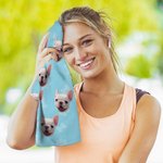 Personalized Multi-colour Waffle Quick Dry Tri-Fold Pet Photo Golf Towel with Carabiner Portable Golf Accessory Sport Gift for Golfer Pet Lover