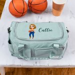 Personalized Cartoon Ball Sports Girl Large Weekend Bag with Shoulder Strap and Name Travel Accessories Birthday Gift for Sport Lovers