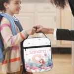 Bolsa de almuerzo personalizada con nombre, rosa, fantasía, sirena, iniciales, impermeable, aislante, portátil, para la vuelta al cole, trabajo, picnic, regalo para niños, familia