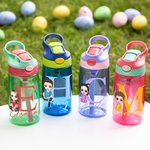 Borraccia da 475ml personalizzata con iniziale e personaggio in stile cartone animato con cannuccia regalo di inizio scuola per bambini