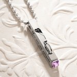 Personalised Penguin Matching Heart Couple Necklaces with Engraved Names Set of 2 Birthstone Jewellery Valentine's Day Anniversary Gift for Loved One