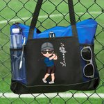 Personalizzato Golf Cartoon Character Large Waterproof Tote Bag con nome e fiore di nascita Viaggio Essentials Regalo di compleanno per gli amanti del golf