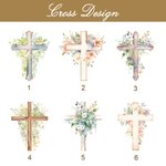 Personalised Watercolor Cross 1-5 Birth Flowers Magnetic Leather Bookmark Clip with Name Baptism Birthday Gift for Bible Reader Book Lover Christian