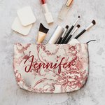 Personalized Retro Luxurious French Countryside Corduroy Makeup Bag with Initial Monogram Birthday Bridesmaid Gift for Women