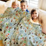 Personalized Holy Saints of Heaven Cartoon Soft Throw Blanket with Name Religion Home Decor Easter Baptism Prayer Gift for Kids Catholics