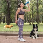 Personalised 1-5 Pet Portrait Photos Paw Print Women's Sports Sweatpants with Names Birthday Gift for Cat Dog Pet Owner