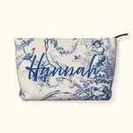 Personalized Retro Luxurious French Countryside Corduroy Makeup Bag with Initial Monogram Birthday Bridesmaid Gift for Women