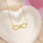 Personalized Dainty Infinity Pendant Necklace with Names and Date Sterling Silver Jewellery Birthday Anniversary Valentine's Day Gift for Couple