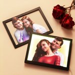 Personalized 3D Cartoon Portrait Wooden Photo Frame with LED Light and Stand Valentine's Day Anniversary Gift for Couple