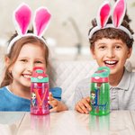 Borraccia da 475ml personalizzata con iniziale e personaggio in stile cartone animato con cannuccia regalo di inizio scuola per bambini