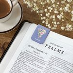 Personalised Watercolor Cross 1-5 Birth Flowers Magnetic Leather Bookmark Clip with Name Baptism Birthday Gift for Bible Reader Book Lover Christian