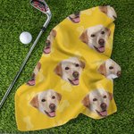 Personalized Multi-colour Waffle Quick Dry Tri-Fold Pet Photo Golf Towel with Carabiner Portable Golf Accessory Sport Gift for Golfer Pet Lover