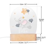 Luce notturna a LED personalizzata con nome con cartone di animale carino base in legno decorazione casa cameretta compleanno regalo per bambini