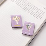 Personalised Watercolor Cross 1-5 Birth Flowers Magnetic Leather Bookmark Clip with Name Baptism Birthday Gift for Bible Reader Book Lover Christian