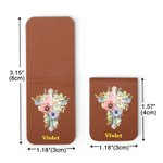 Personalised Watercolor Cross 1-5 Birth Flowers Magnetic Leather Bookmark Clip with Name Baptism Birthday Gift for Bible Reader Book Lover Christian