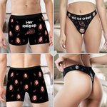 Personalisierte Atmungsaktive Unterwäsche Eiscreme Tanga Lollipop Boxershorts mit Porträt Valentinstag Jahrestag Geschenk für Paare Herren Damen