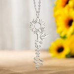 Personalisierte zierliche Sonne Blume Name Anhänger Halskette Blumenschmuck Geburtstag Jahrestag Geschenk für Frauen